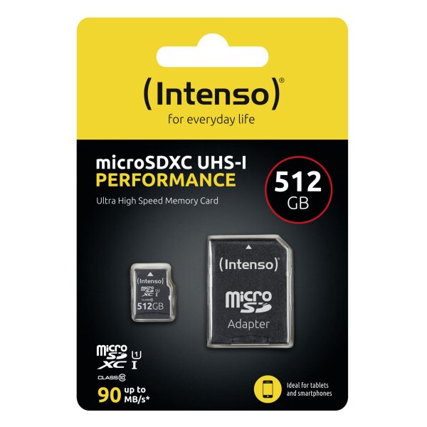 Micro SDHC/SD 512GB Intenso Performance 1 Adapter Class 10  3424493