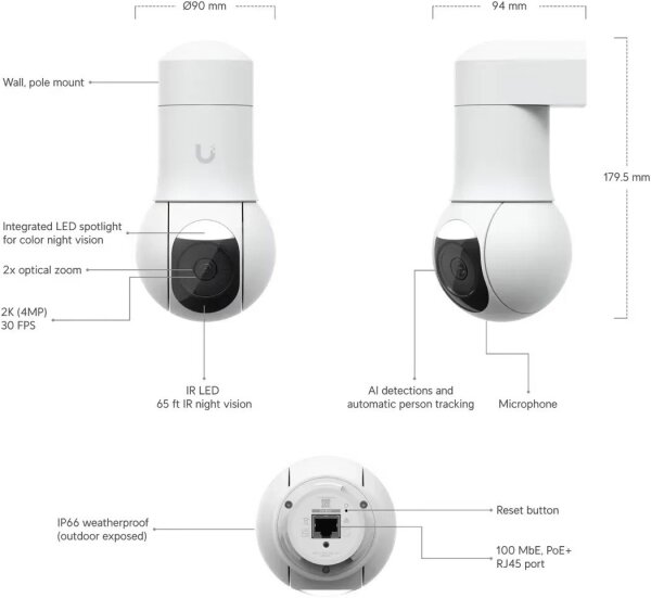 Ubiquiti UniFi Protect G5 PTZ  UVC-G5-PTZ Netzwerk-Überwachungskamera Tag-und Nacht (1Jahr Garantie)