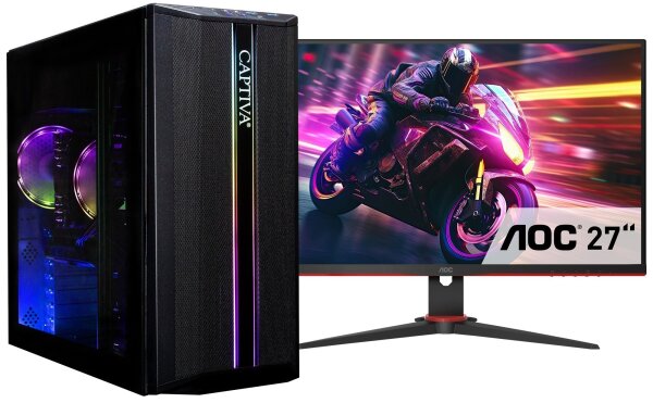 Captiva PC Advanced Gaming R93-291 TFT Bundle (Ryzen 7 5700X/RTX5060 8GB GDDR7/SSD 1TB/32GB/WLAN/w/o OS)