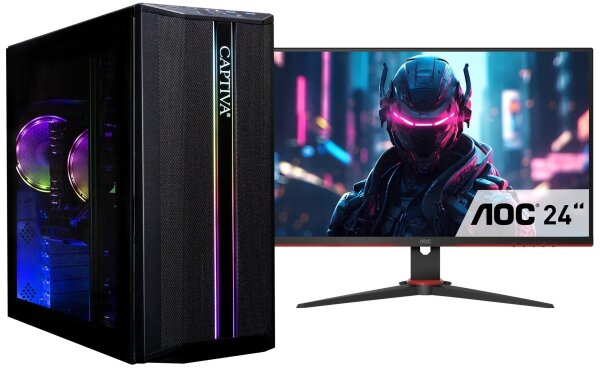 Captiva PC Advanced Gaming R98-181 TFT Bundle (Ryzen 7 5700X/RTX5060 8GB GDDR7/SSD 1TB/32GB/WLAN/w/o OS)